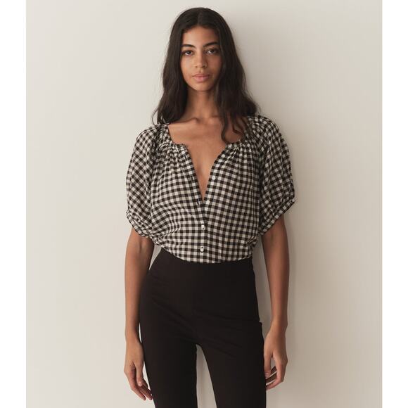 Doen Tops - DOEN June Top Noir Greta Gingham - M